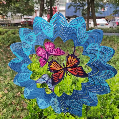 Wind Spinner 360 Degrés Suspendu En Acier Inoxydable Papillon Intérieur Extérieur Jardin Décoration (1/5)