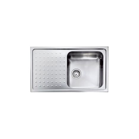 CM 011113.D1.01.2018 Punto Plus Lavello da Incasso 1 Vasca 40 x 40 cm con Gocciolatoio Sinistro Acciaio Inox Satinato (86x50x21 cm) colore Acciaio Inox Satinato (1/5)