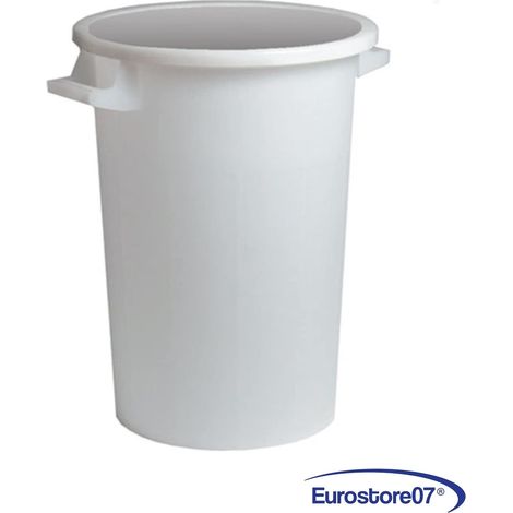 Bidone bianco uso agricolo rifiuti no coperchio lt.100 ø cm.52 altezza cm.65 (1/4)