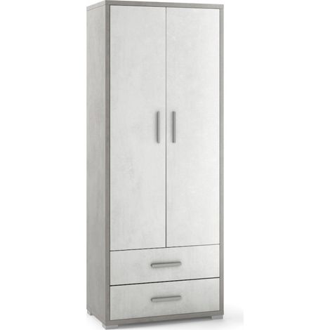 Armario multiusos de diseño moderno 2 puertas 5 compartimentos 2 cajones Blume - Gris - Blanco