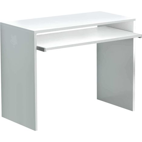 Scrivania porta pc da interno studio in legno nobilitato bilaminato con mensola estraibile per tastiera Penny -  White