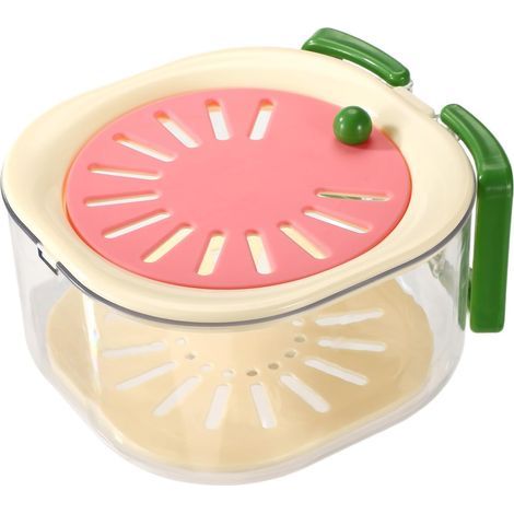 Bol laveur de fruits 6,3x5,9 pouces. Multifonction : essore, lave, range au frigo. Idéal pour pique-nique. Rose. (1/5)