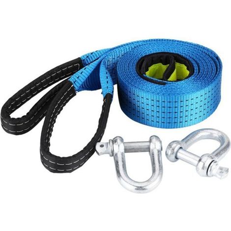 Roule de remorque de remorque ROPE ROUTE Câble de remorquage de récupération avec crochets à bande réfléchissante 8 tonnes 5 mètre (1/4)