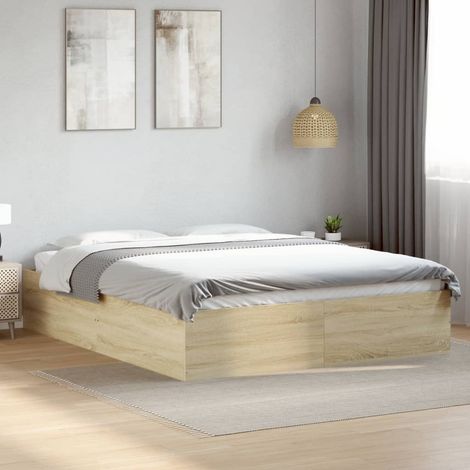 Estructura de cama madera de ingeniería roble Sonoma 150x200 cm vidaXL (1/5)