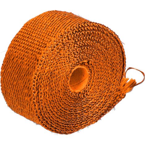 Ruban Isolant Thermique Moto 5M, Bande Thermique Echappement avec 6 Collier de Serrage Inox,orange