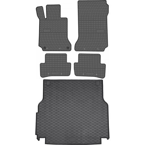 Set di tappetini in gomma per auto e tappetino per bagagliaio per Mercedes Classe C W204 Station Wagon dal 2007 al 2014.