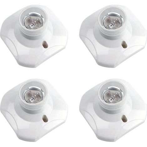 Douille de plafonnier E27 à vis, douille murale/murale avec culot E27, AC 230 V, porte lampe carrée blanche, base support plastique pour lampe de garage plafond, lot de 4 (1/5)