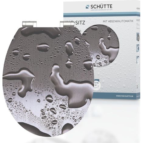 GREY STEEL 80523, Abattant WC HIGH GLOSS avec noyau en bois (MDF) et système d'abaissement automatique, compatible avec la majorité des cuvettes WC, motif Gris (1/5)