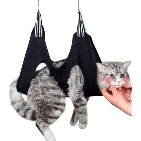 1 Pièce Hamac de Toilettage pour Chiens et Chats de Petite Taille, Confortable et Respirant Harnais Toilettage,pour Aider Les Chiens et Chats à Couper Les Griffes et Le Toilettage, Noir -XS (1/5)