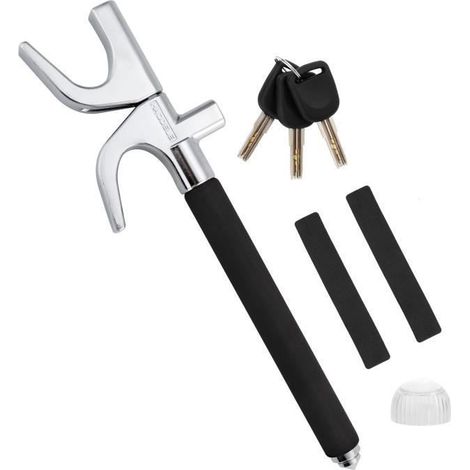 Canne Antivol Volant Voiture, Antivol Bloque Volant Haute Sécurité, Cadenas Antivol pour la Sécurité du Véhicule avec 3 Clés