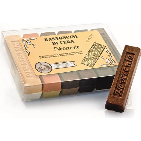 12PZ BASTONCINO DI CERA COLORE MOGANO (1/2)