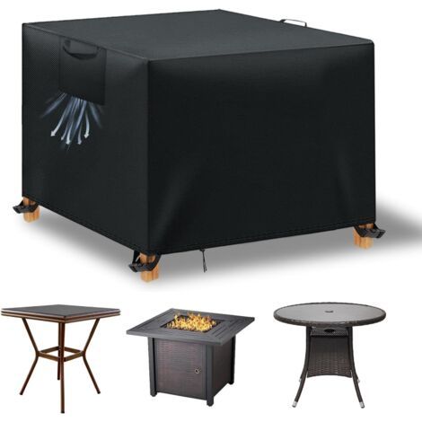 Garden Table Cover, Outdoor Garden Furniture Cover, Waterproof UV-Resistant Garden Furniture Cover, 210D Oxford Fabric Protective Garden Furniture Cover, Black, 90x90x90 cm