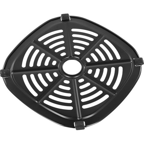Stainless steel hot air fryer rack with rubber protection, even cooking without surface, dishwasher safe, black, 20.8 x 20.8 cm (1/5)