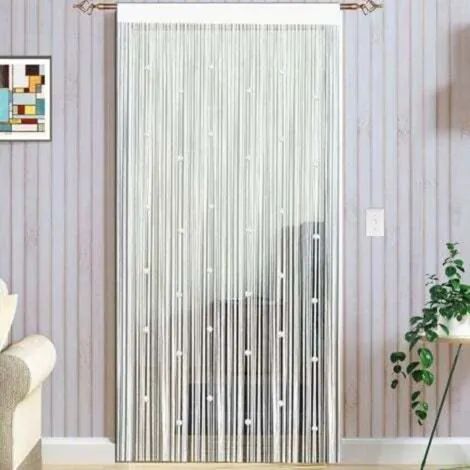 Rideau de porte à perles, moustiquaire pour portes extérieures, rideaux moustiquaires, moustiquaire d'extérieur, séparateur de pièce, 100 x 200 cm, blanc (1/3)
