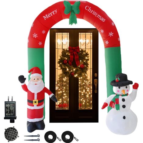 Arche Noël,Décorations De Jardin Gonflables Père Noël Et Bonhomme De Neige De 2,4 Mètres,Arche Gonflable pour Les Fêtes de la Fin de l'Année - pour Jardin Entrée Patio Pelouse Porche (1/5)