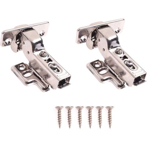 2 Charnières pour portes de cuisine, acier inoxydable, fermeture douce, auto-fermante, vis M4x16mm incluses, meubles（Troisième trimestre : septembre） (1/5)