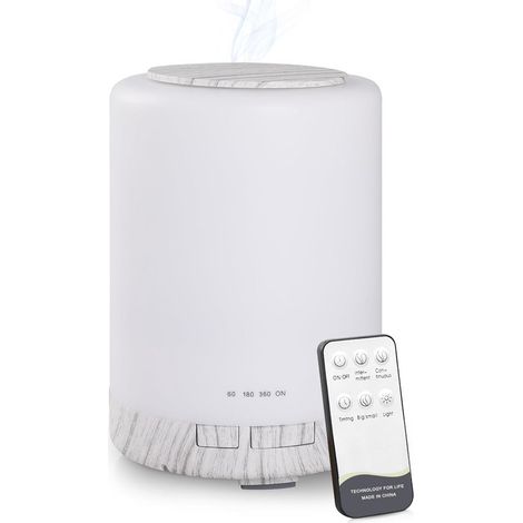 Difusor de aromas de 300 ml con control remoto y 7 colores LED - Humidificador ultrasónico para aceites esenciales (1/5)