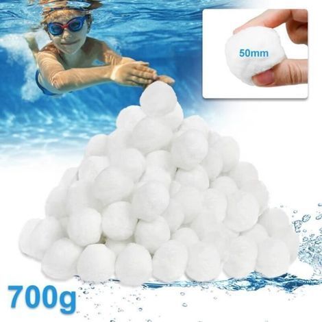 pair Boules de Filtre de Piscine XMTECH - Blanc - 700 g - 50mm - Alternative pour 25 kg de Sable filtrant (1/4)