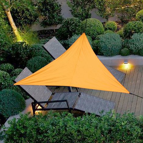 Toldo triangular de 3 m (10 pies) impermeable y resistente a los rayos UV, fabricado en poliéster 210T resistente, color arena, ideal para terrazas, jardines y actividades al aire libre.