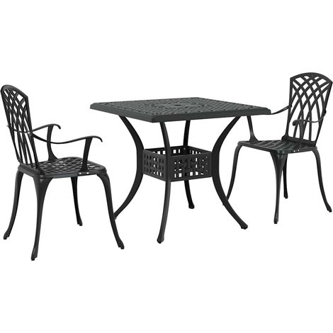 Maison Exclusive - Set di Tavolo da Giardino 3 pcs Nero Alluminio pressofuso