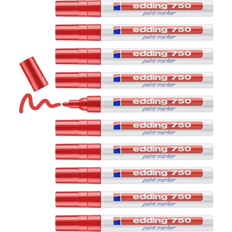 Edding 750 Pennarello per Vernice Rosso Opaco - Set 10 Pezzi (1/4)