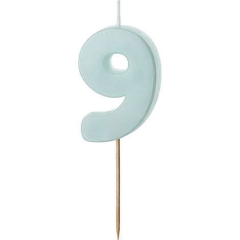 Candelina di compleanno numero 9, azzurra, 5,5 cm (1 scatola / 24 pz.) (1/3)