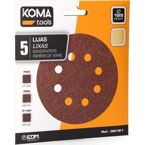 Kit 5 Lijas para Lijadora Excéntrica 08780 KomaTools (1/3)