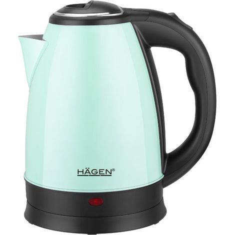 Bouilloire électrique 1.8L inox sans fil vert – Résistance à fond plat – Socle 360° – Puissance 1500W – HA5525GRN – Hagen