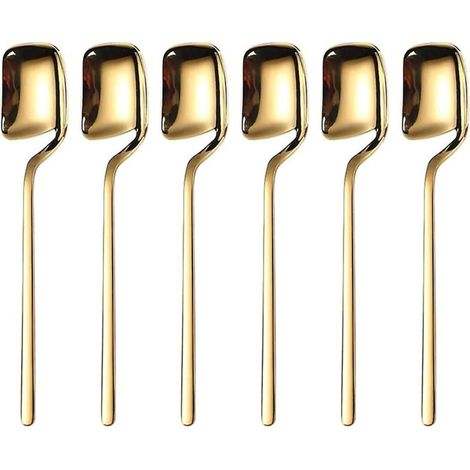 Cuillères à café, petites cuillères, ensemble de 6 cuillères à café, cuillères à dessert, cuillères à glace, cuillères à mélanger, petites cuillères à café en acier inoxydable de 14,2 cm (1/5)