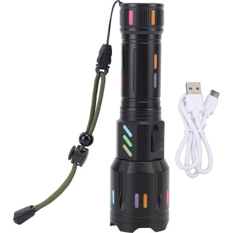 Ortviai Torche LED haute puissance zoomable pour extérieur, batterie intégrée non fournie, affichage du niveau de charge (1/5)