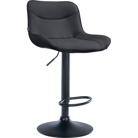Tabouret de bar x1 pivotant forme ergonomique surpiqûres décoratives en PVC noir cadre en métal noir 100005775 (1/5)