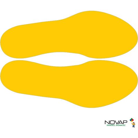 Lot de 10 adhésifs marquage au sol - Empreinte de pas jaune 300 x 100mm - 4003078 (1/5)