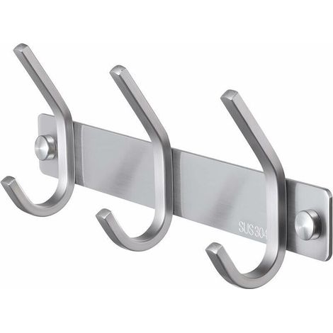 Porte Manteau Salle de Bain Mural Patère Salle de Bain Porte Manteau à 3 Crochets Acier Inoxydable SUS 304 Brossé 22080mm
