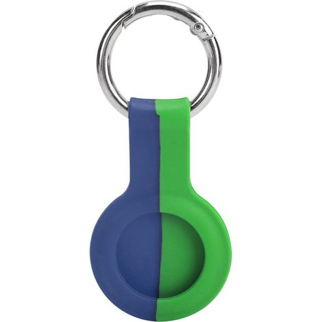 Étui de protection en silicone bicolore avec boucle métallique pour traceur iOS, Bleu et Vert (1/5)