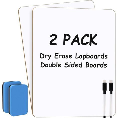 2 Pièces Petits Tableaux Blancs Effaçables à Sec, 21CM x 30CM Mini Tableau Blanc Double Face Tableau Blanc Portable avec 2 Stylos et 2 Gommes - pour Étudiant Professeur ClasseSalle Bureau (1/5)