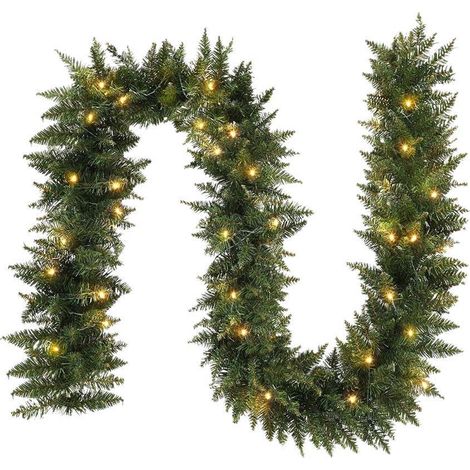 Guirlande lumineuse de Noël LED blanc chaud de 2,7 mètres, décoration de Noël en cèdre artificiel, convient à une utilisation intérieure et extérieure (1/4)