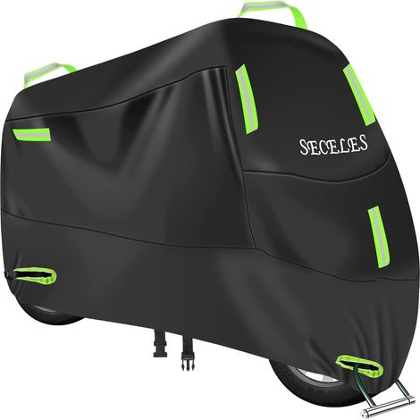 Oxford 300D Outdoor Indoor Motorcycle Cover Waterproof Protective Cover with 7 Reflective Strips and 2 Lock Holes for Scooter Motocross (M: 200 x 90 x 100 cm) (1/5)