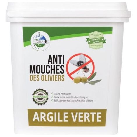 Argile verte 100% naturelle anti mouche olivier 3kg – Insecticide biologique – Zéro risque de phytotoxicité – Adapté agriculture biologique – Terra Nostra