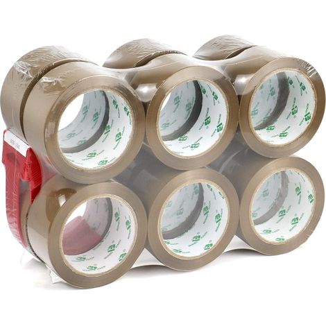 Pack of 12 Rolls Brown Tape with Dispenser 66m x 48mm Packing Tape for Packaging Boxes and Cardboard (1/5)
