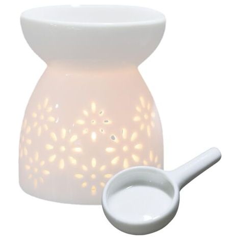 Brûleur À Cires Fondue - Diffuseur D'Huiles Essentielles en Céramique - Céramique Aromas Lampe avec Cuillère À Bougie Longue Durée De Combustion Convient pour Chambres, Bureaux, Salons Et Bureaux (1/5)