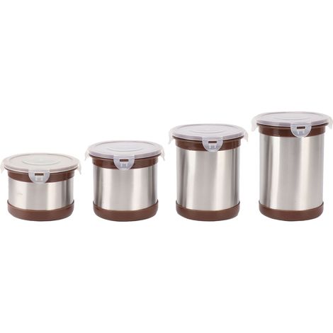 4 Pièces Récipient de Stockage en Acier Inoxydable pour Café, Lait en Poudre, Thé et Noix, Boîte Hermétique (1/5)