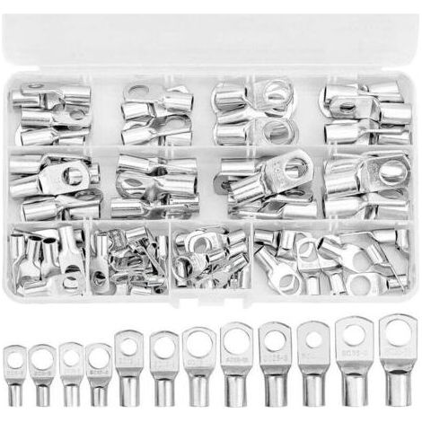 Kaelt - Lot de 80 cosses de câble électriques en cuivre étamé SC - Assortiment de connecteurs électriques pour cosses de câble - 6 mm², 10 mm², 16 mm², 25 mm², 35 mm², M6, M8, M10 (1/4)
