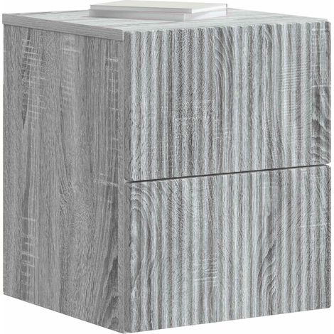 Maison Exclusive - Mobiletto da notte a muro Grigio Sonoma 33 x 34,5 x 40 cm