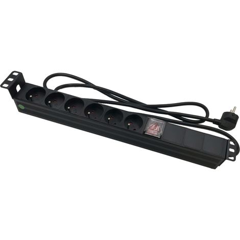 Multiprise 6 prises avec interrupteur pour coffret et baie 19"