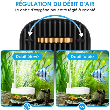 Pompa dell'aria per acquario, pompa dell'aria silenziosa per acquario, potente pompa dell'aria per acquario da 5 W, pompa dell'aria regolabile per acquario con pietra a bolle e valvola di ritegno, tub (1/4)