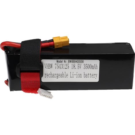 vhbw Batería recargable compatible con XT60 clavija (m) para modelismo p ej coche carreras, avión (3500mAh, 18,5V, polímero de litio)