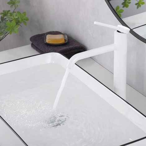Robinet de salle de bain, robinet d'évier à poser, robinet de lavabo haut, mitigeur monocommande PTMP01W (1/5)