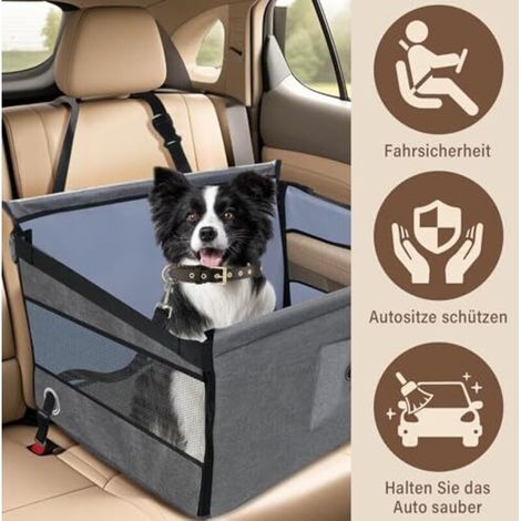 Siège auto pour chiens de petite et moyenne taille – Siège arrière étanche avec fenêtre en maille et ceinture de sécurité – Panier pliable pour chien, compatible avec toutes les tailles de véhicule, 4 (1/5)