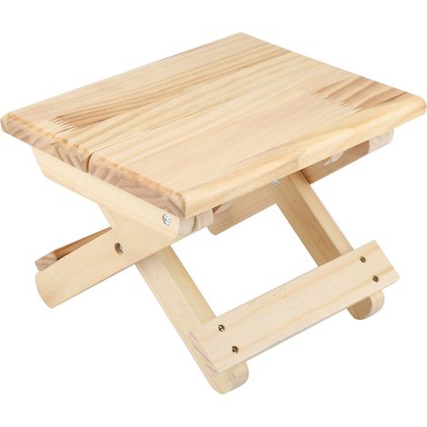 Banc pliant en bois massif, petit modèle carré de style rustique, design ergonomique et finition soignée (1/5)