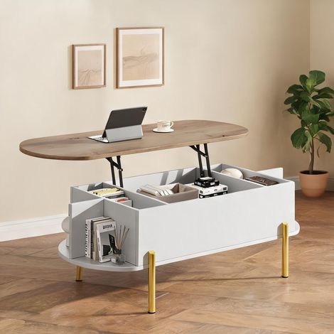 Table basse coloris blanc en MDF 120 x 50 x 43 cm (1/5)